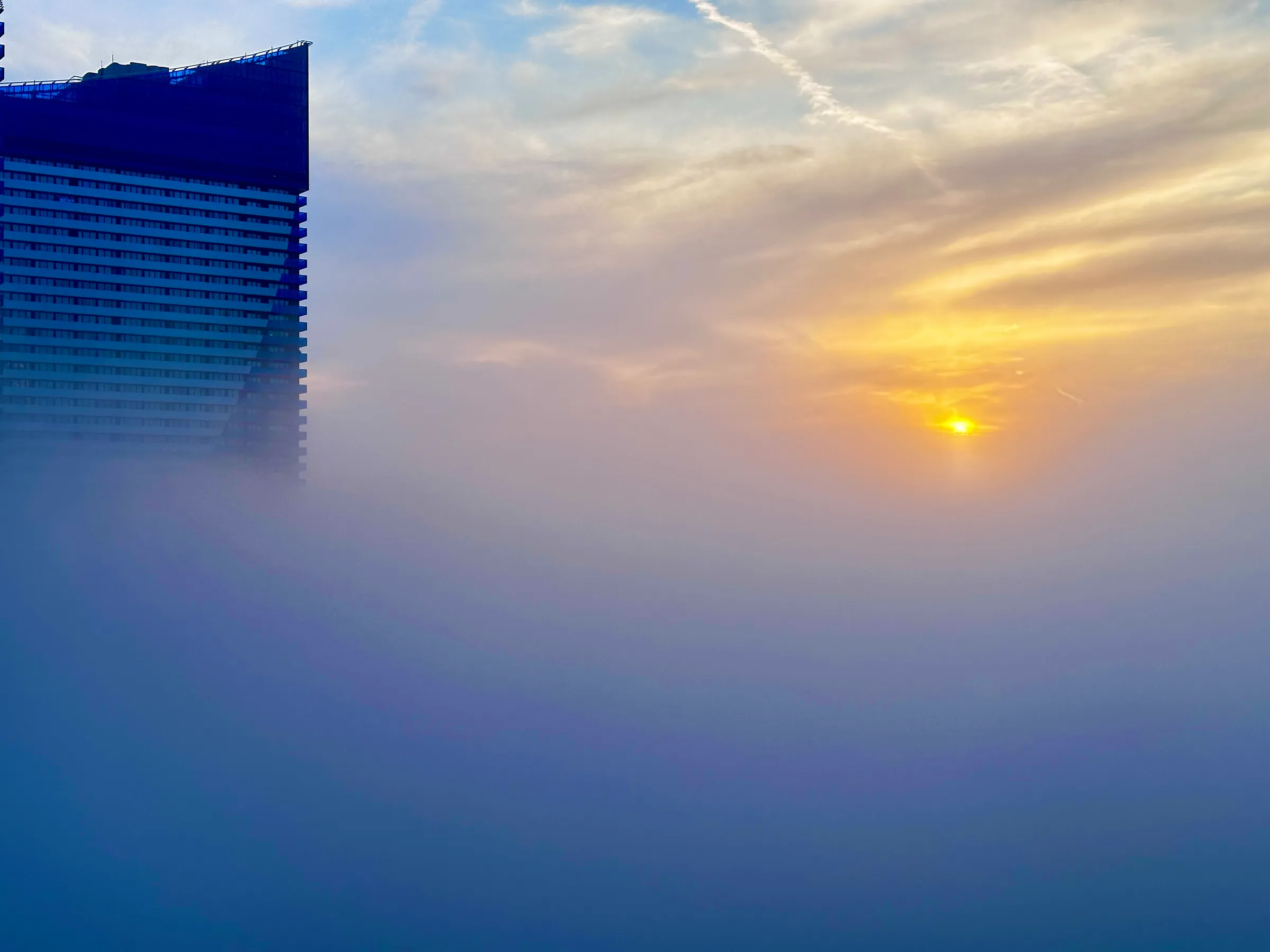 Batumi almost completely shrouded in fog in the evening!